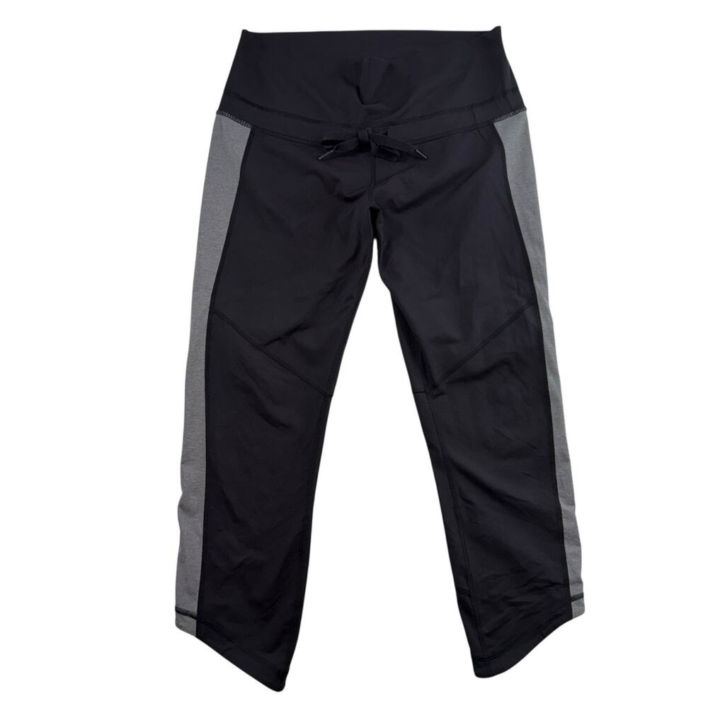 Lululemon Athletica Sz 10 Retreat‎ 7/8 Pants Black Heathered Slate High Rise - Picture 2 of 13
